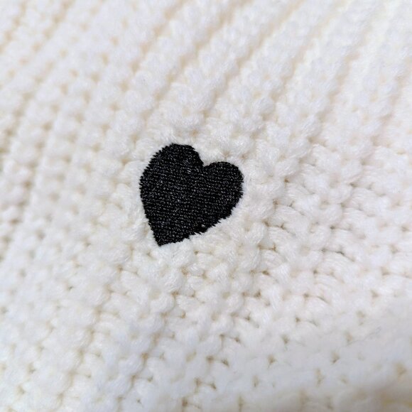 English Factory White/Black Heart Puff Sleeve Sweater - Picture 6 of 8